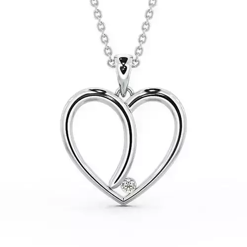 stl file heart pendant with diamonds on sterling silver chain