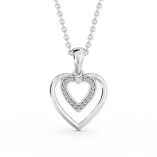 stl file heart pendant with diamonds on silver chain