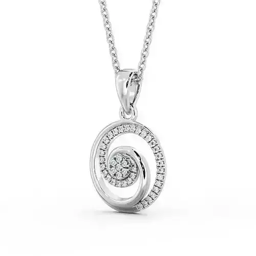 stl file spiral pendant with diamonds on sterling silver chain