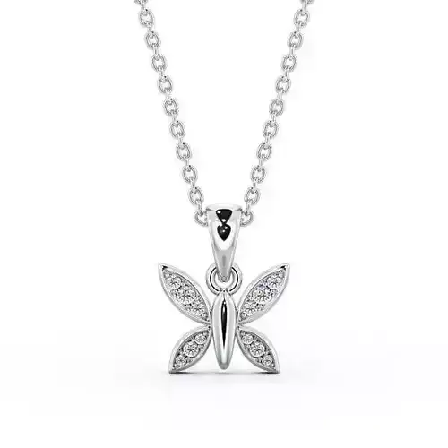 stl file butterfly pendant with diamonds on chain