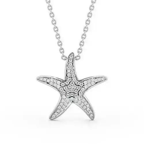 stl file starfish necklace with diamonds