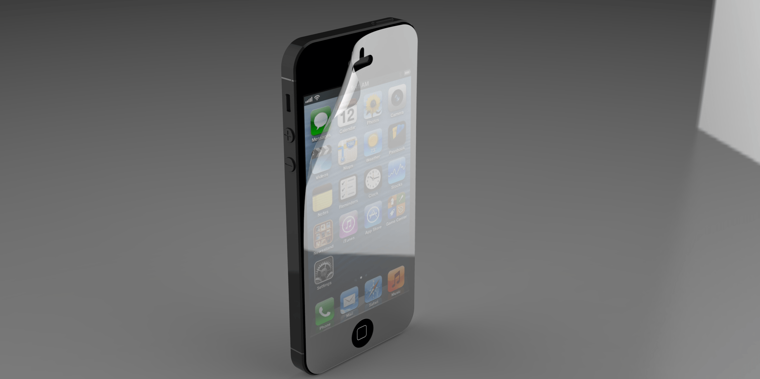 Iphone 5 with privacy screen guard 3D model_1