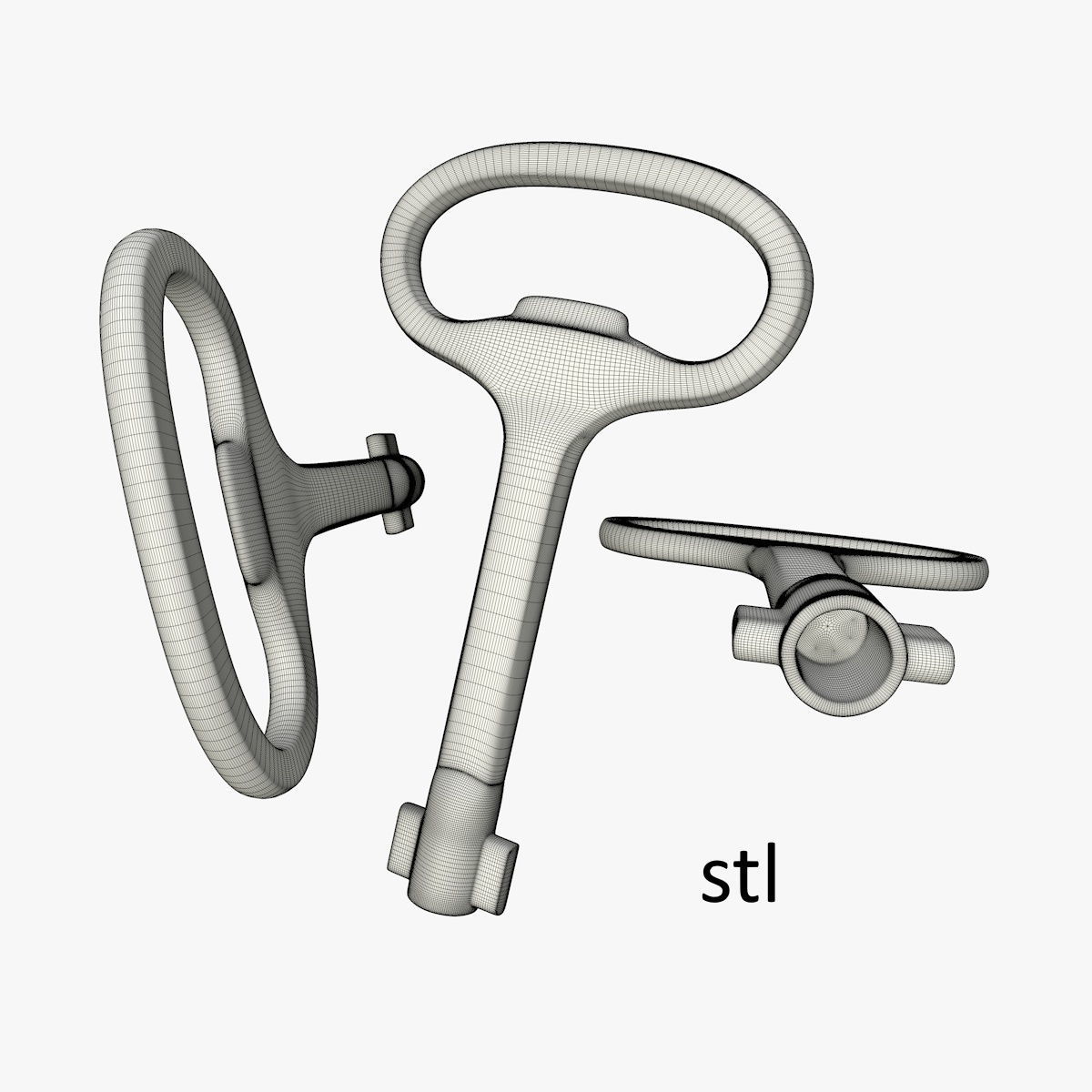 Electrical cabinet key without texture 3D model_17