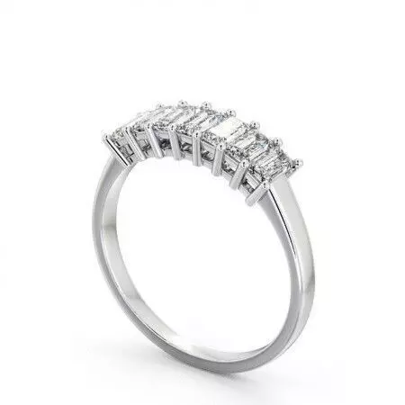 stl file princess cut baguette diamond ring 3D print model_0
