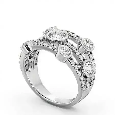 stl file engagement ring with round diamonds gold