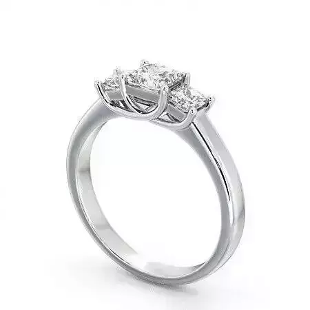 stl file three stone diamond engagement ring in platinum