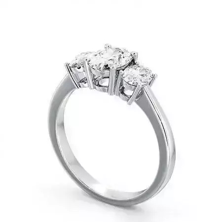 stl file three stone diamond engagement ring gold