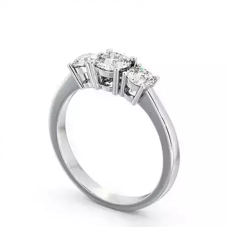 stl file three stone diamond engagement ring gold