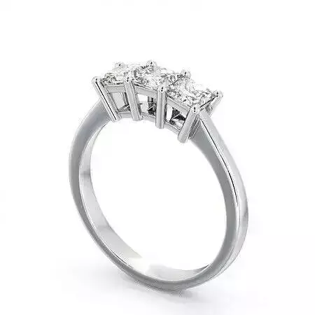 stl file three stone princess cut diamond engagement ring