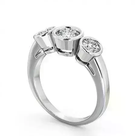 stl file three stone diamond engagement ring gold