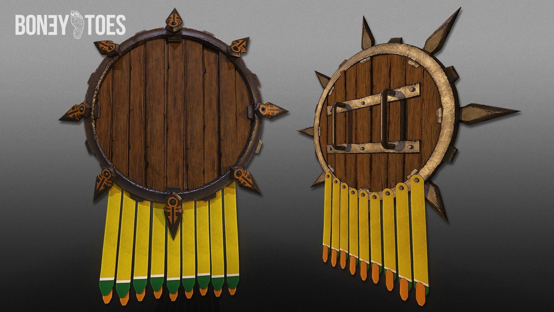 3D Aztec Wariror Shields - Game Ready Low-poly 3D model_8