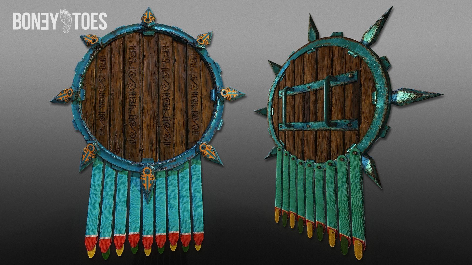 3D Aztec Wariror Shields - Game Ready Low-poly 3D model_7
