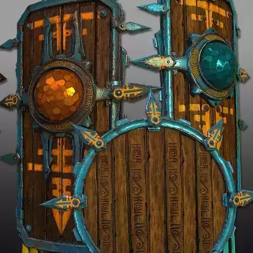 3D Aztec Wariror Shields - Game Ready