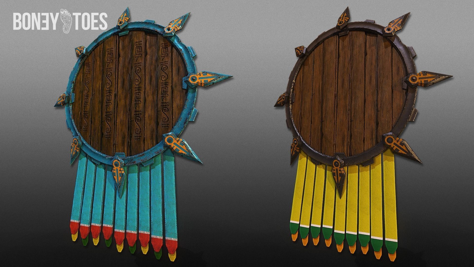 3D Aztec Wariror Shields - Game Ready Low-poly 3D model_6