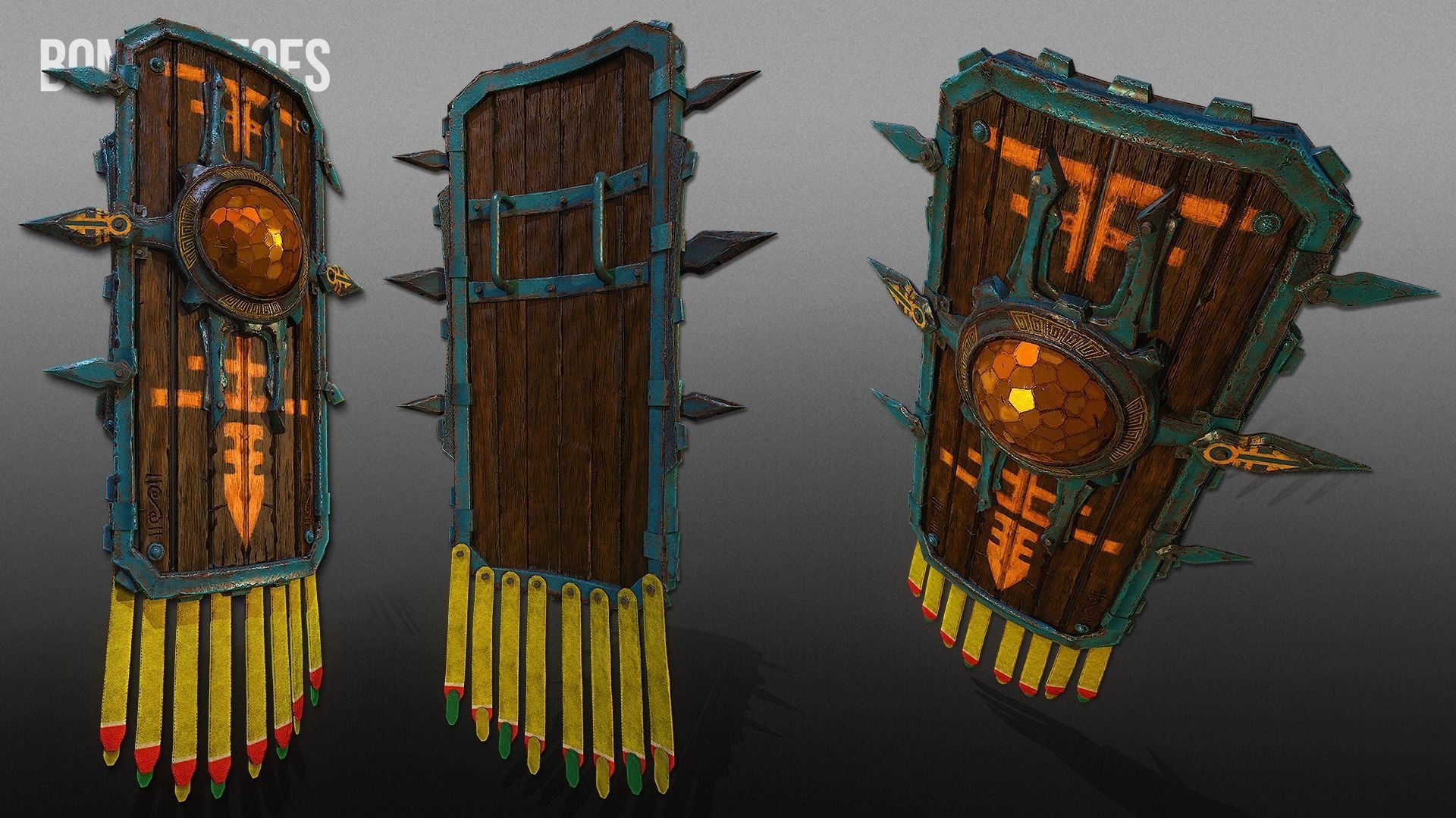 3D Aztec Wariror Shields - Game Ready Low-poly 3D model_3