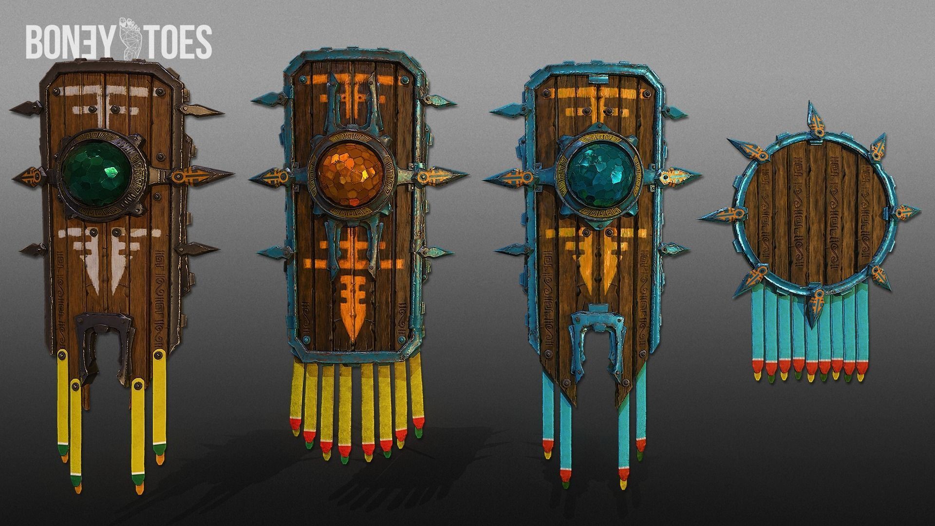 3D Aztec Wariror Shields - Game Ready Low-poly 3D model_1