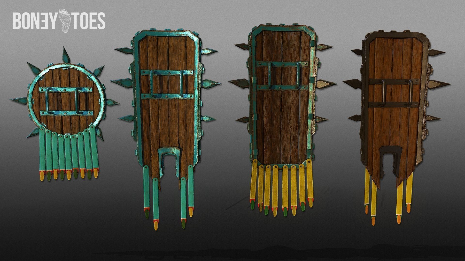 3D Aztec Wariror Shields - Game Ready Low-poly 3D model_2