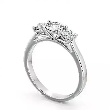 stl file three stone diamond engagement ring gold