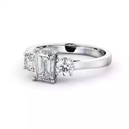 stl file emerald cut diamond engagement ring with three stones