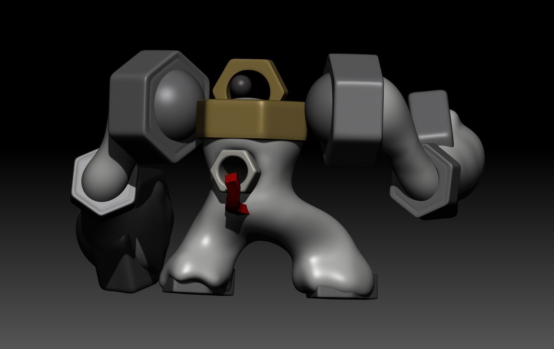 Melmetal silver robot 3D print model_5