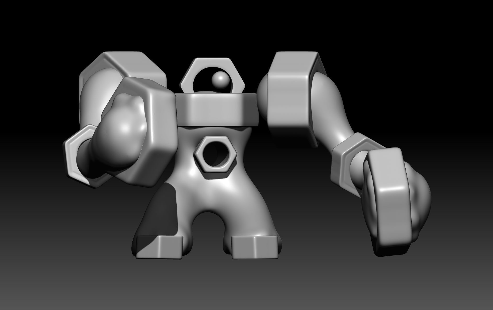 Melmetal silver robot 3D print model_6