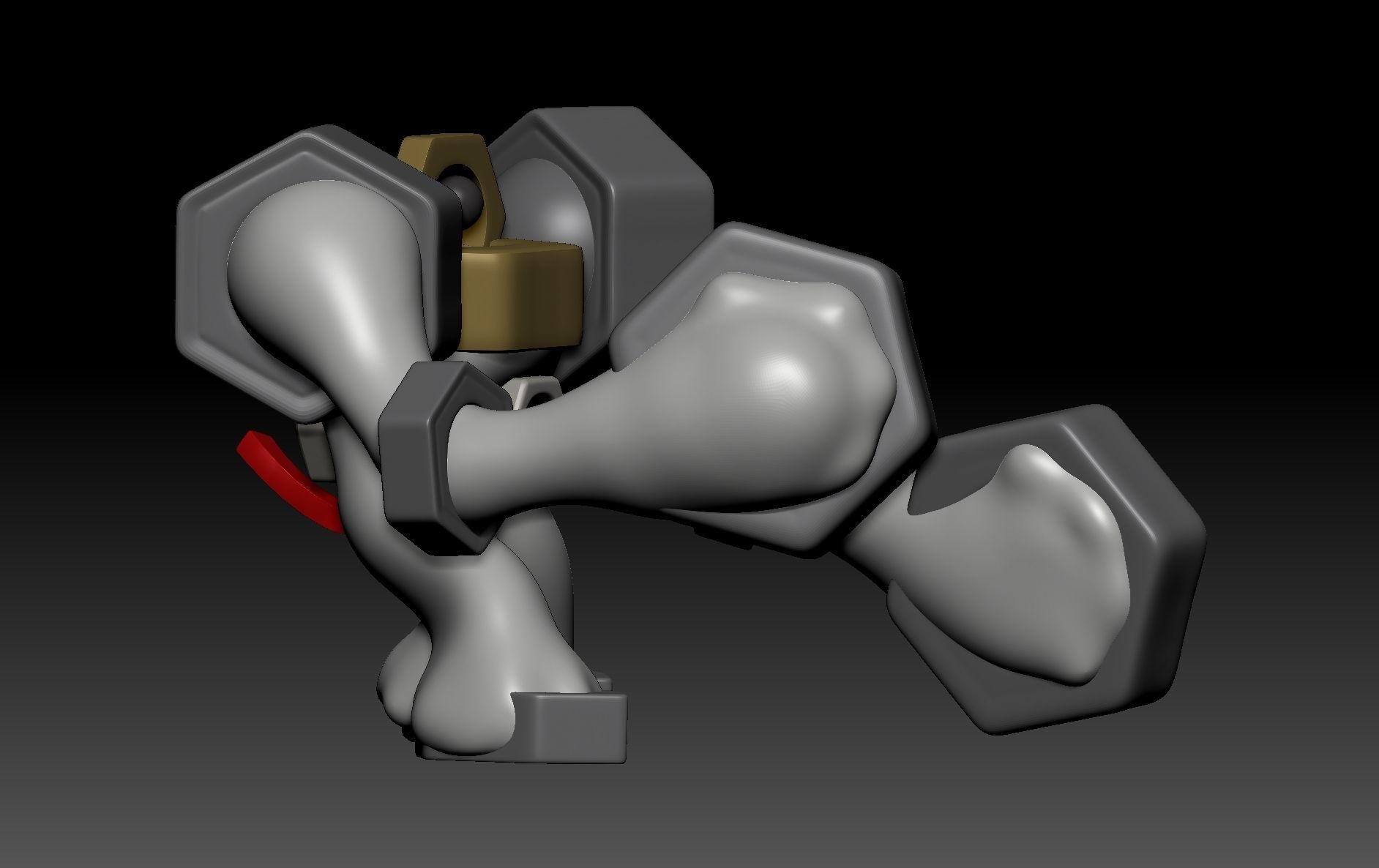 Melmetal silver robot 3D print model_3