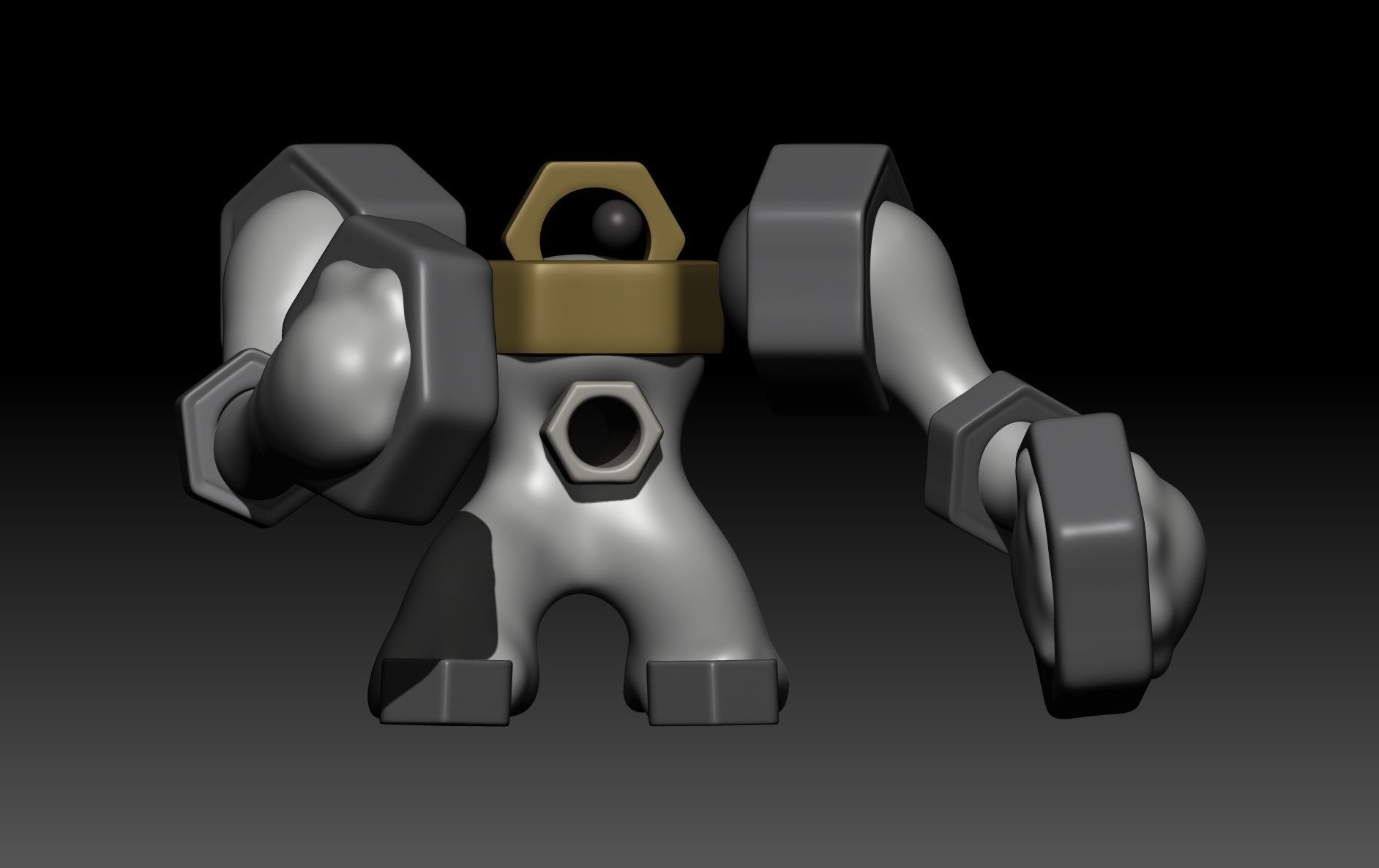 Melmetal silver robot 3D print model_2