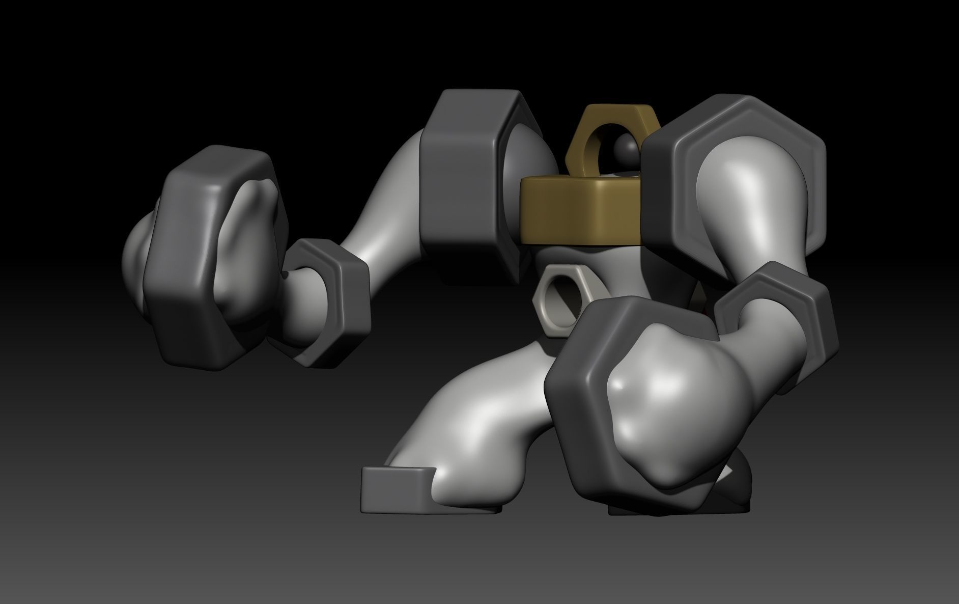 Melmetal silver robot 3D print model_4