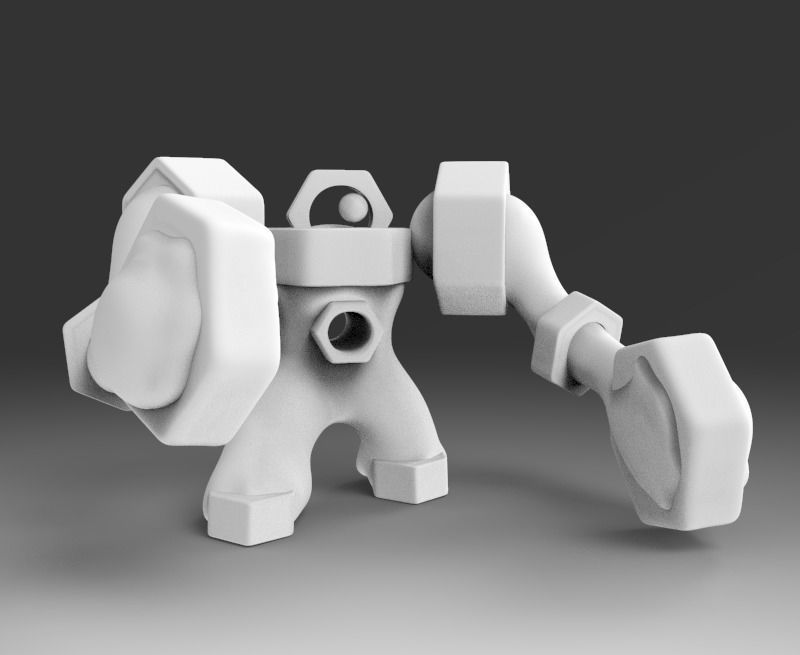 Melmetal silver robot 3D print model_1