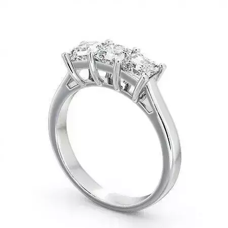 stl file three stone diamond engagement ring in platinum