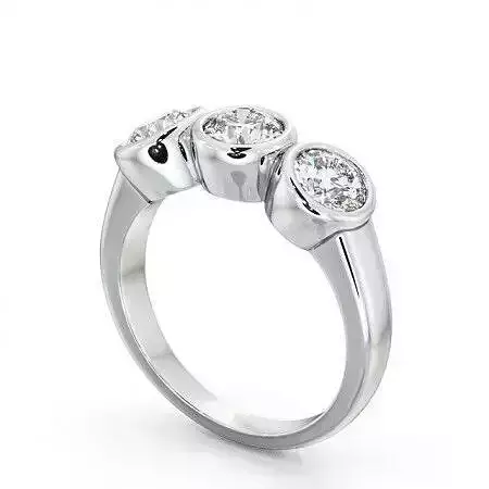 stl file three stone diamond ring in gold