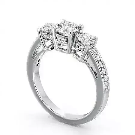 stl file three stone diamond engagement ring