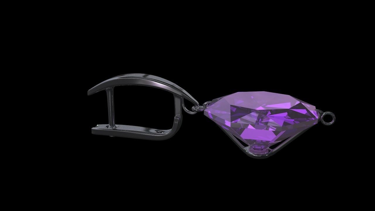 earrings diamonds Jewelry 3D model_2