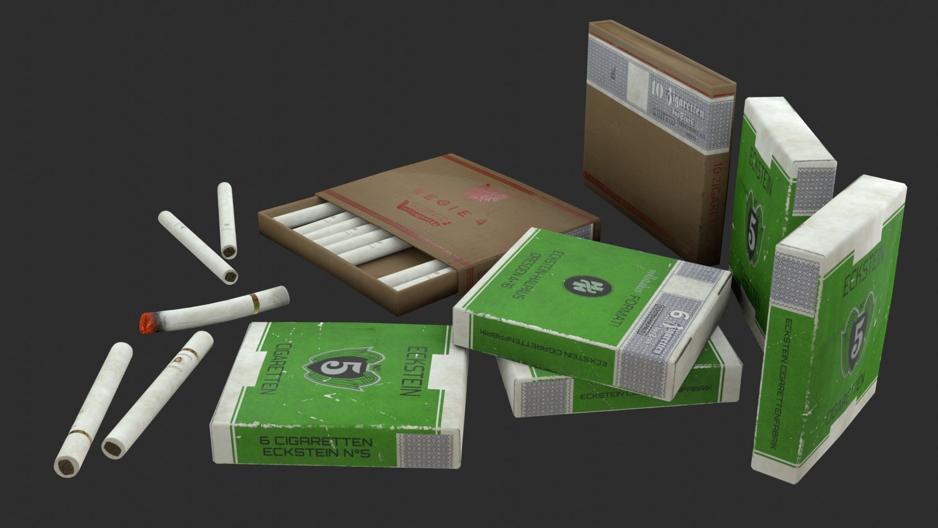 German Cigarettes WWII Low-poly 3D model_6