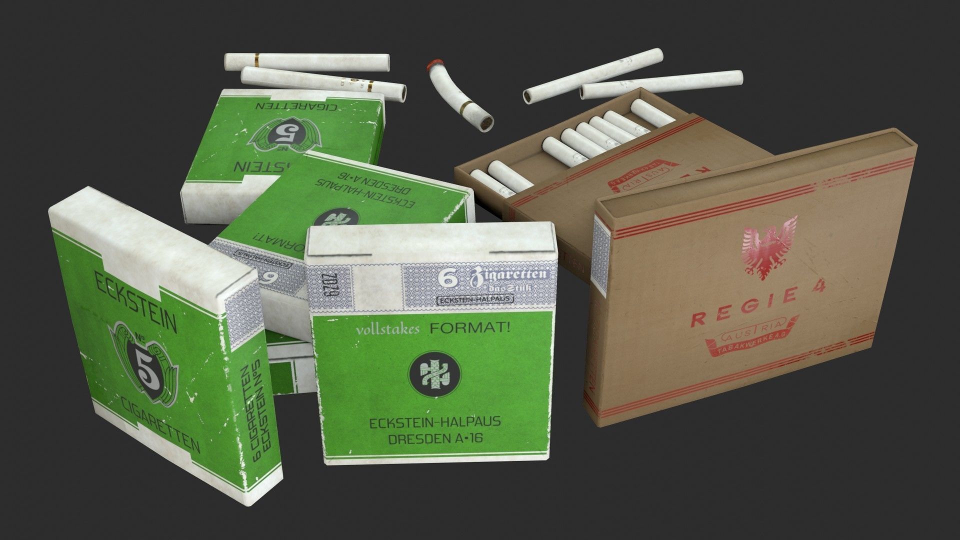 German Cigarettes WWII Low-poly 3D model_7