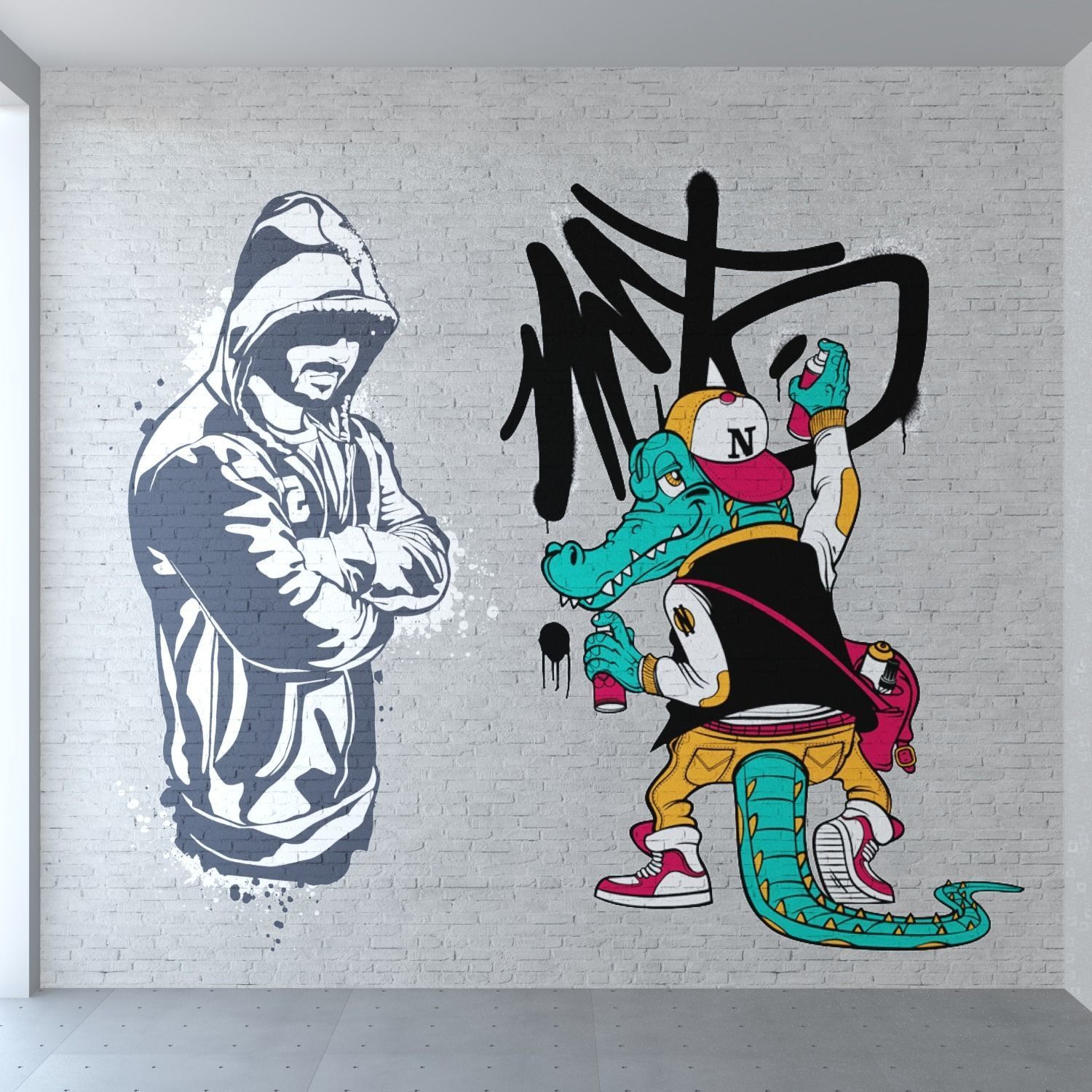 Graffiti - White brick PBR Texture_5