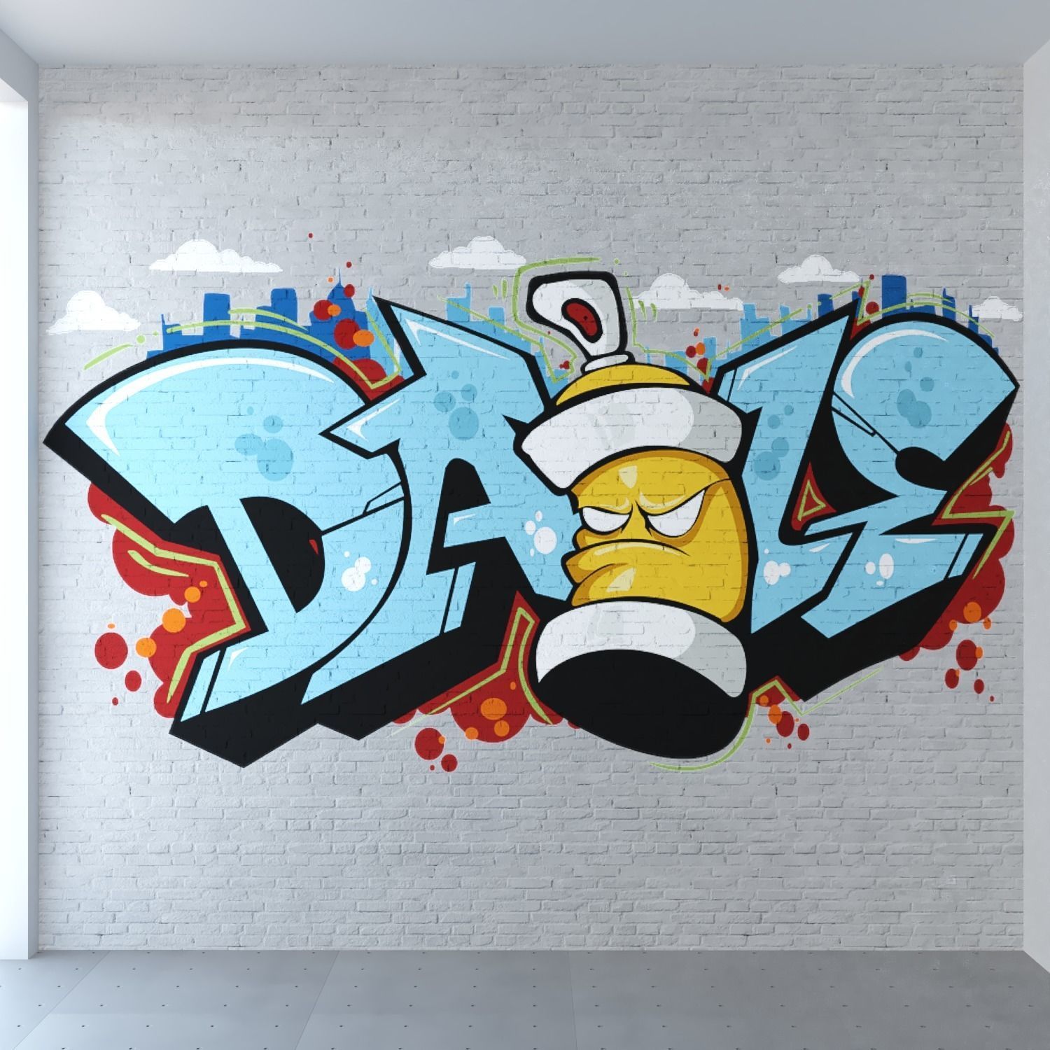 Graffiti - White brick PBR Texture_2