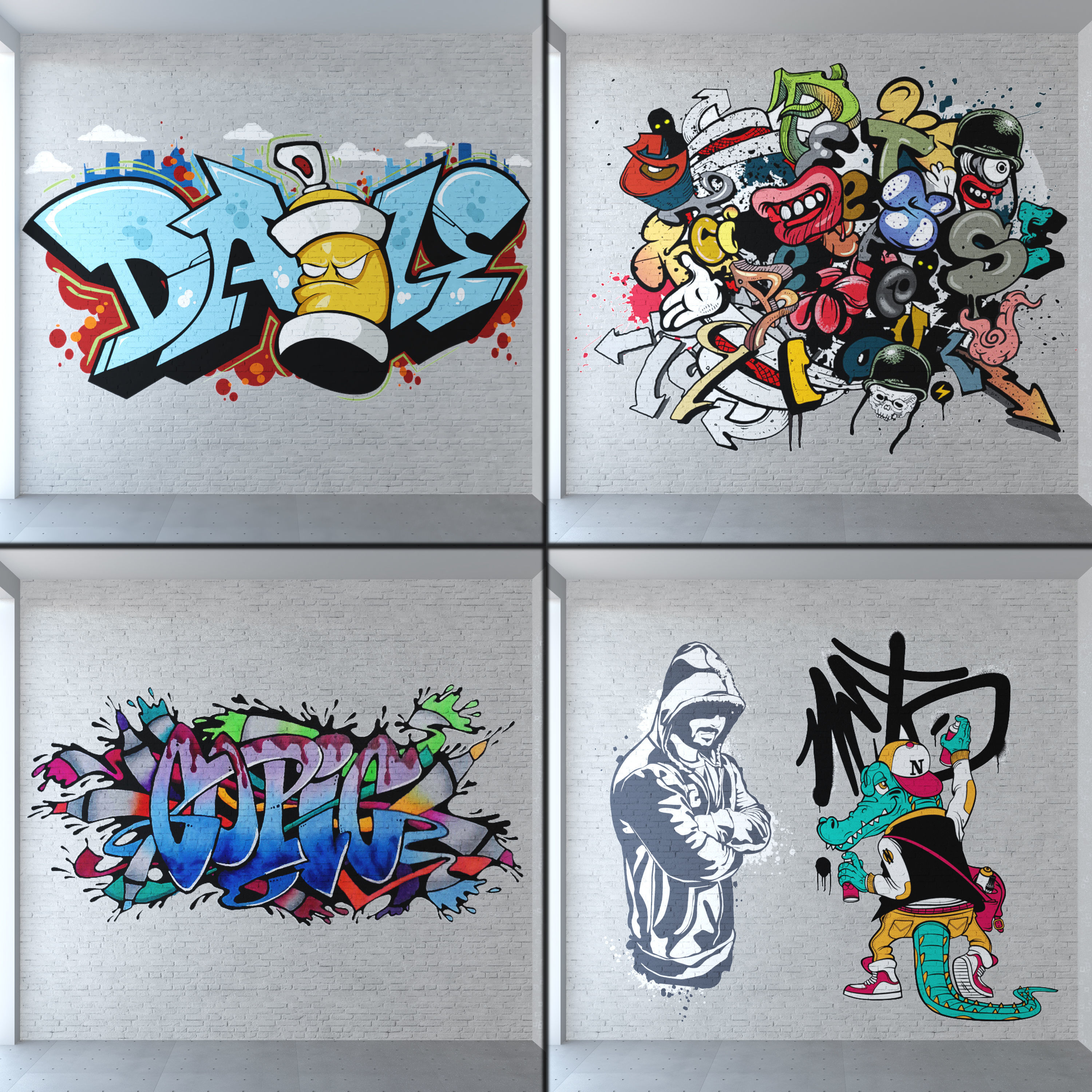 Graffiti - White brick PBR Texture_1