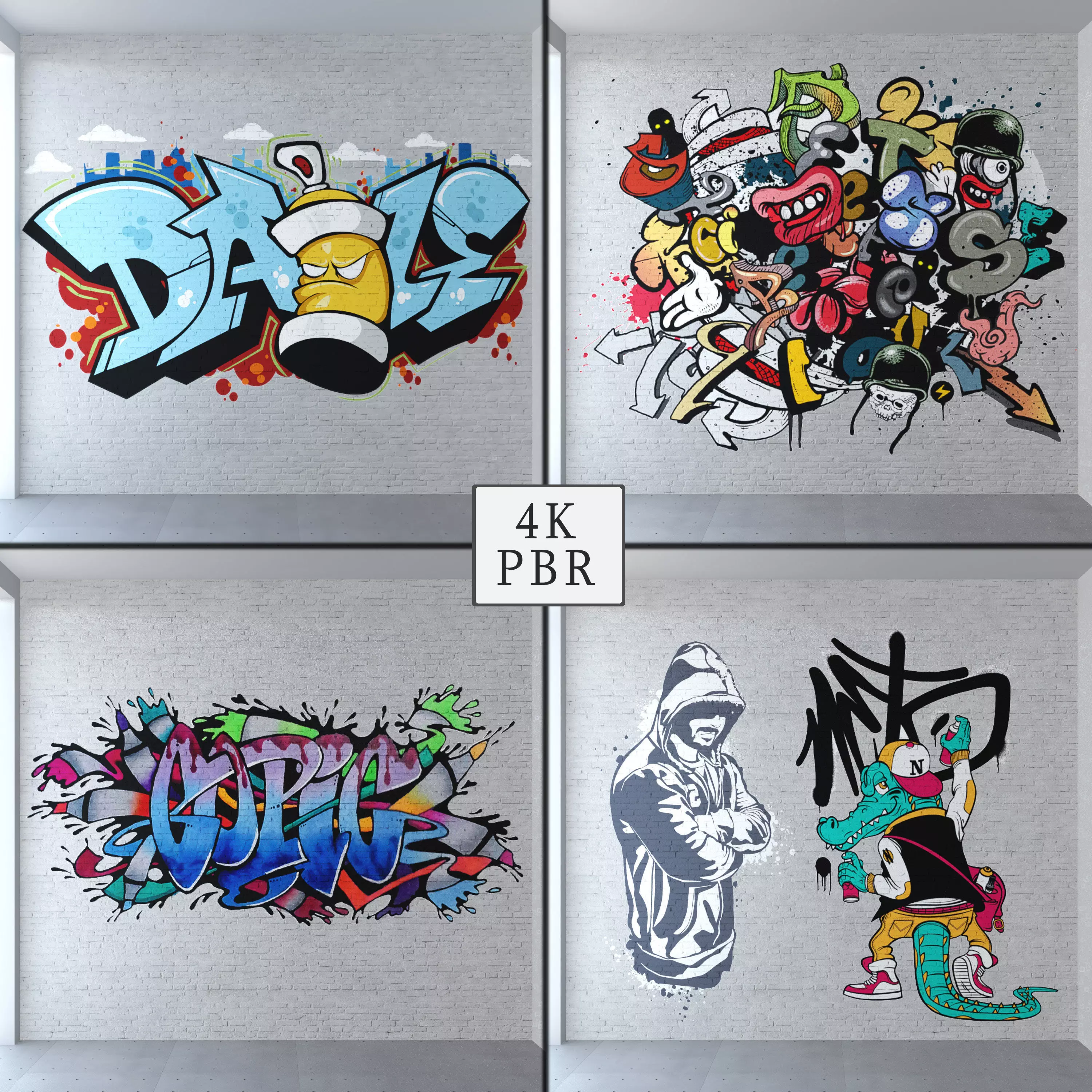 Graffiti - White brick PBR Texture_0