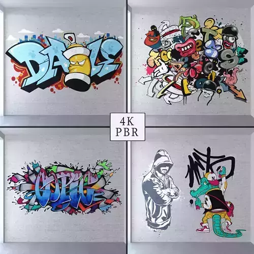 Graffiti - White brick PBR