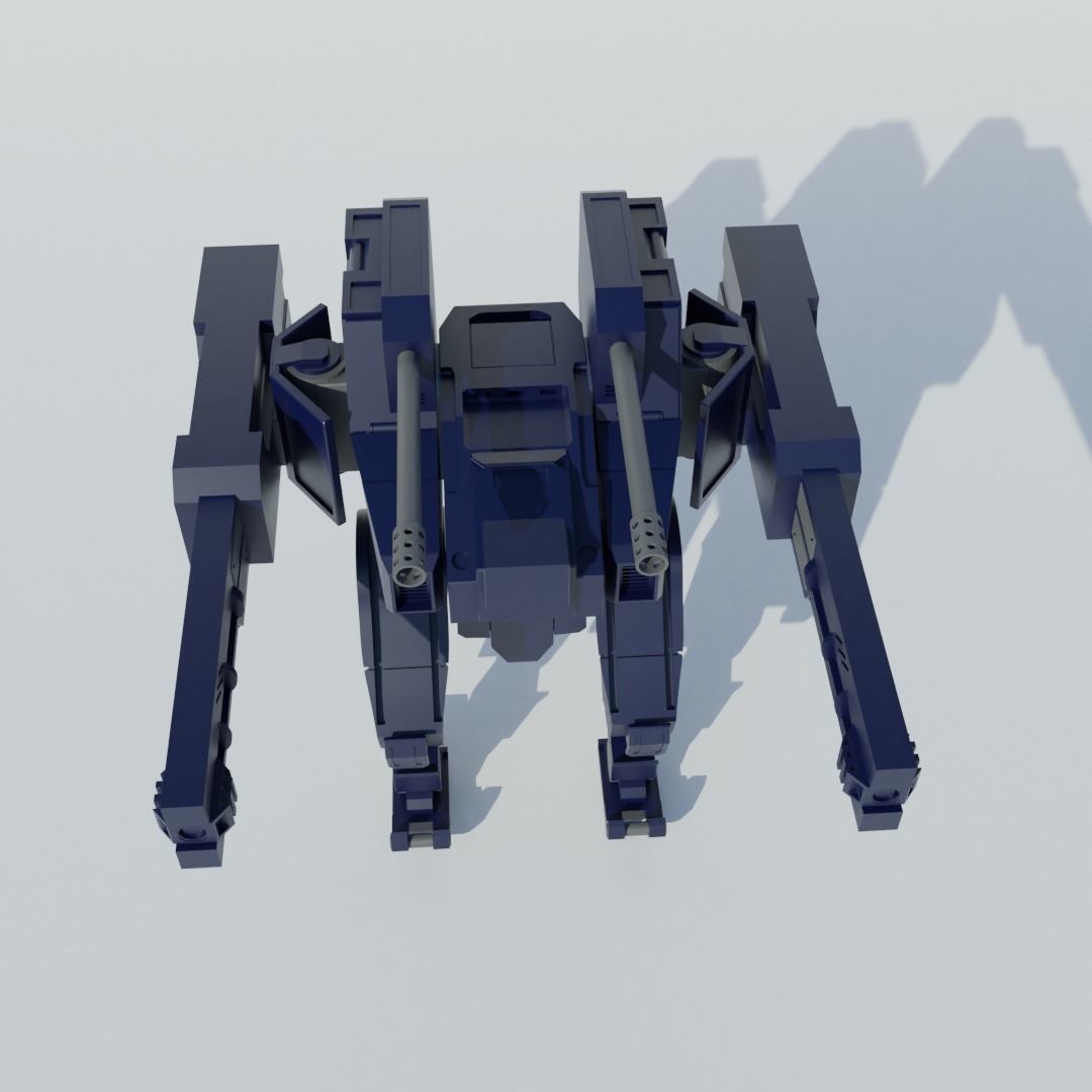 Sci Fi Combat robot  Low-poly 3D model_1