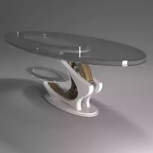 Table dining with glass top and wooden base