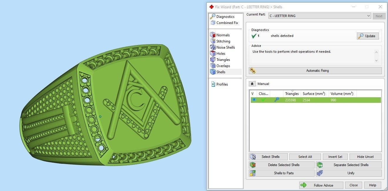 C - LETTER  SIGNET RING 3D print model_9