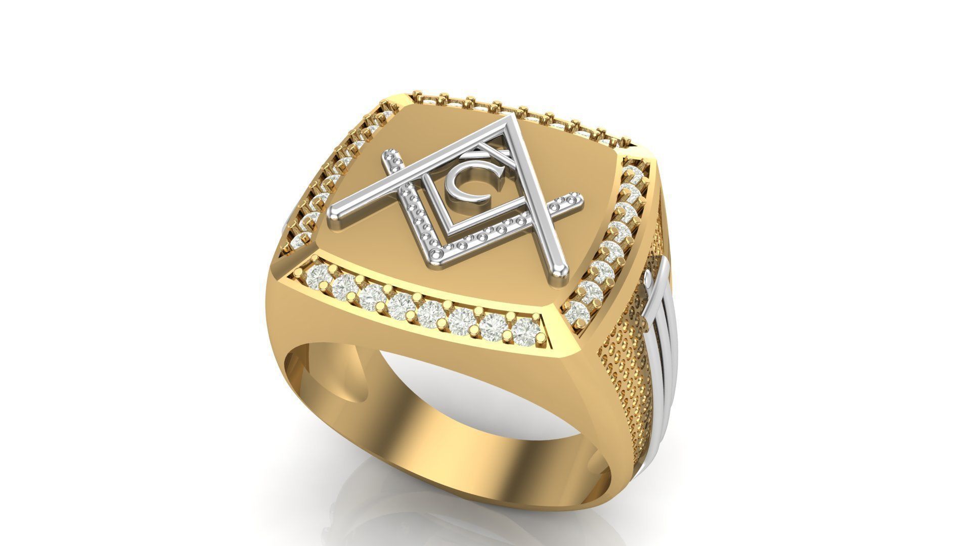 C - LETTER  SIGNET RING 3D print model_1