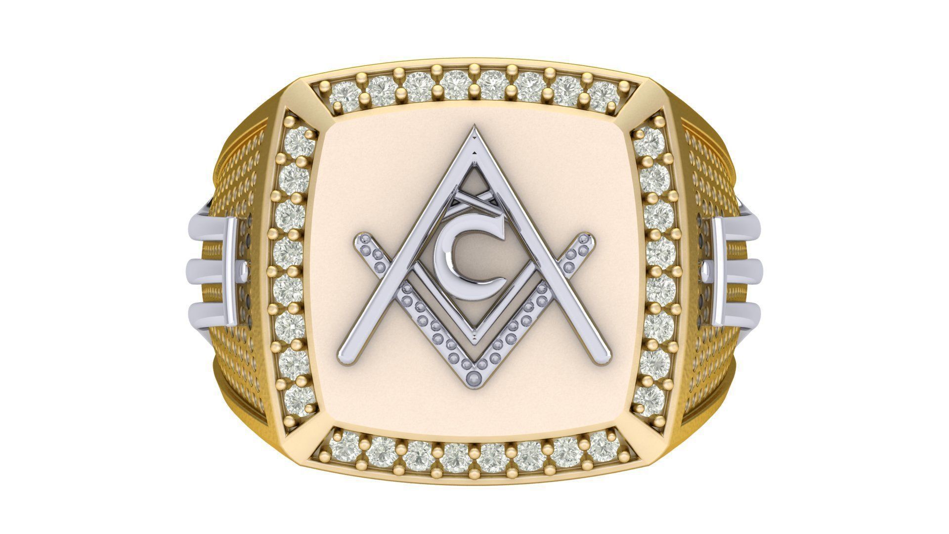 C - LETTER  SIGNET RING 3D print model_2