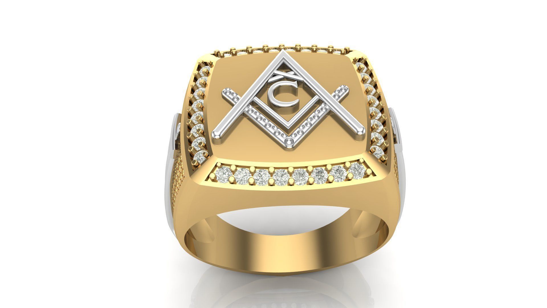 C - LETTER  SIGNET RING 3D print model_3