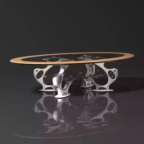 Table coffee made of metal and glass