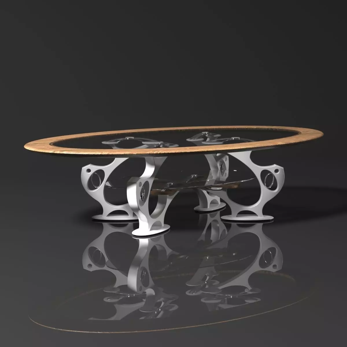 Table coffee made of metal and glass 3D model