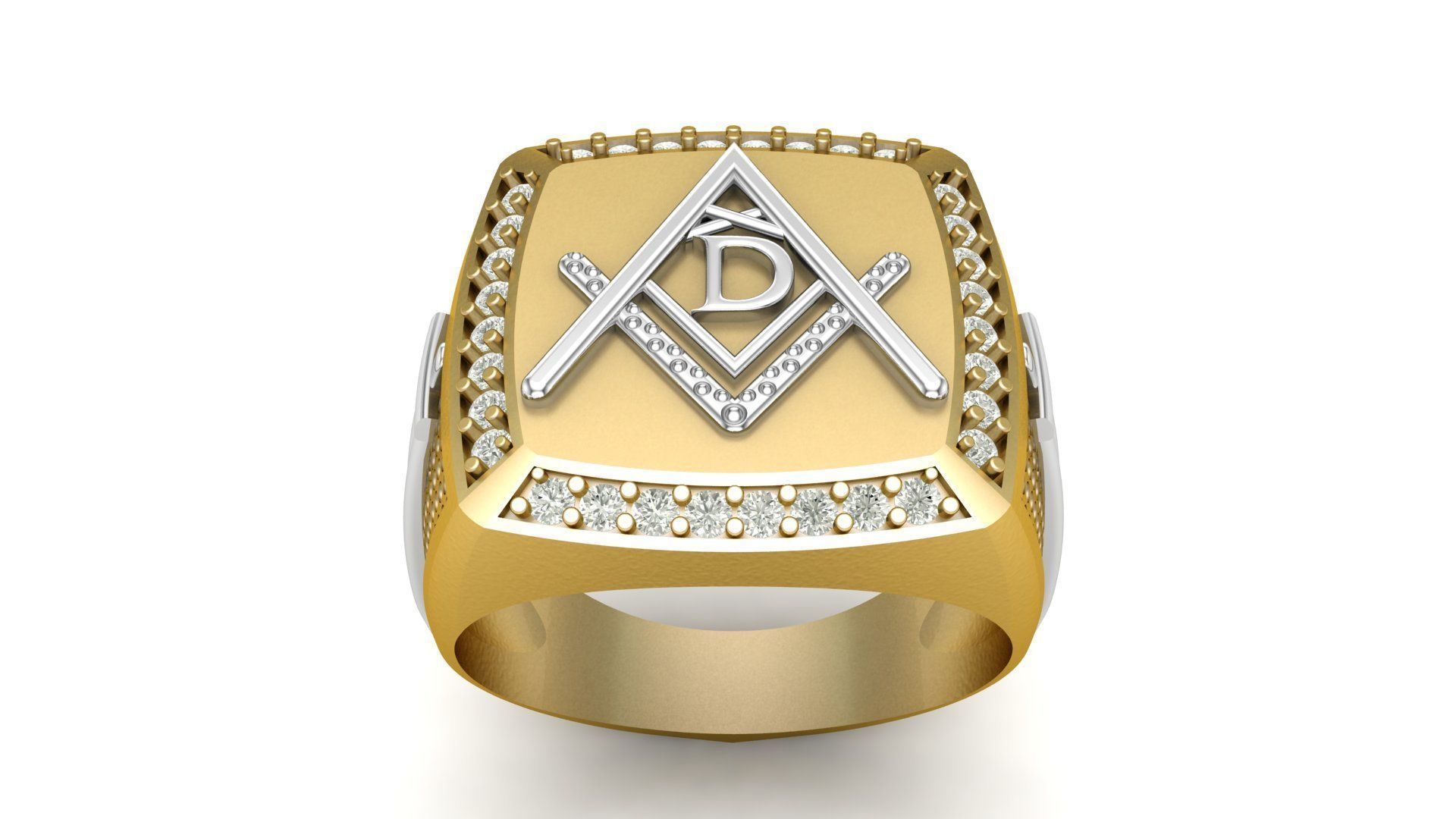 D - LETTER  SIGNET RING 3D print model_1