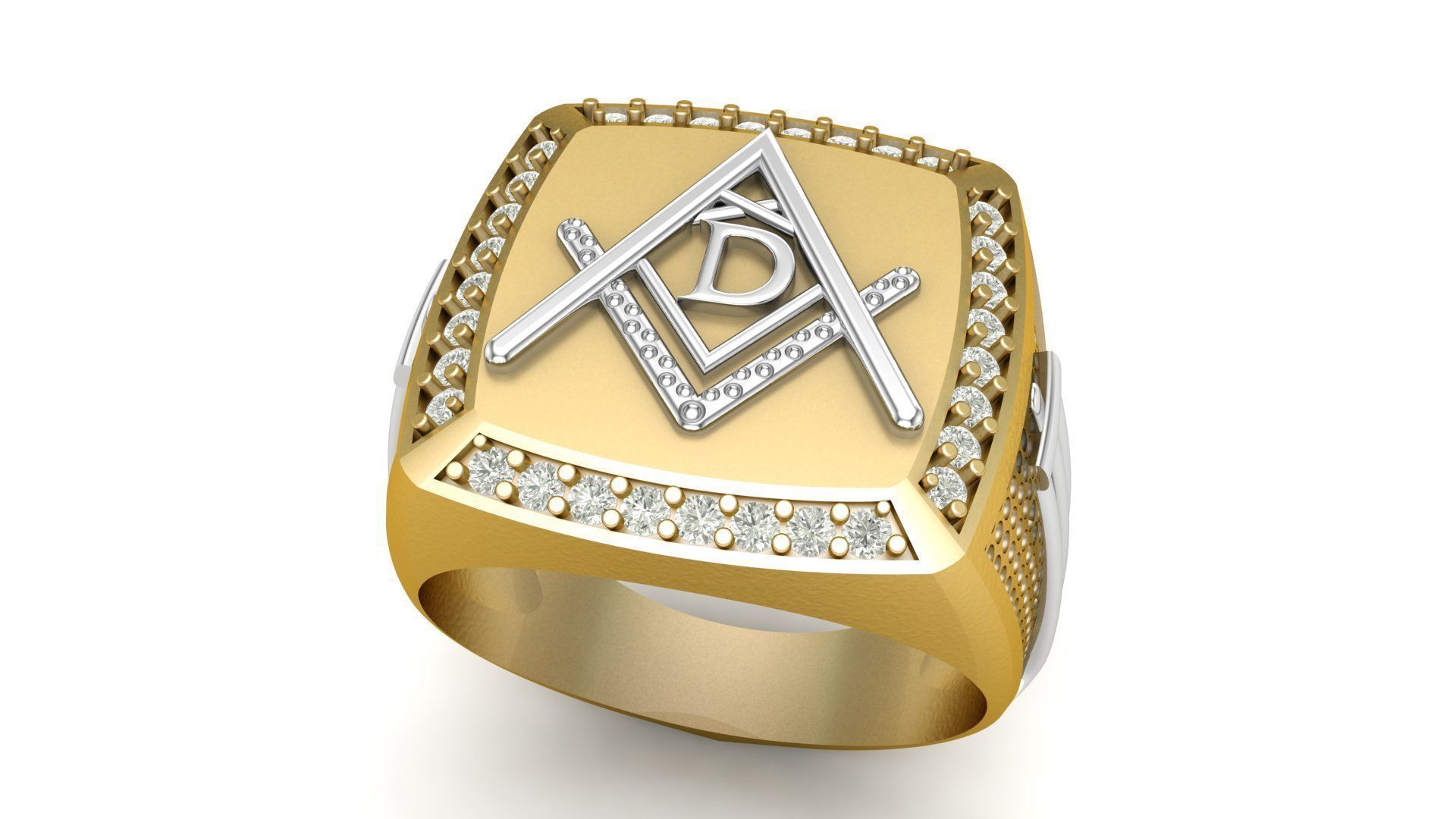 D - LETTER  SIGNET RING 3D print model_2